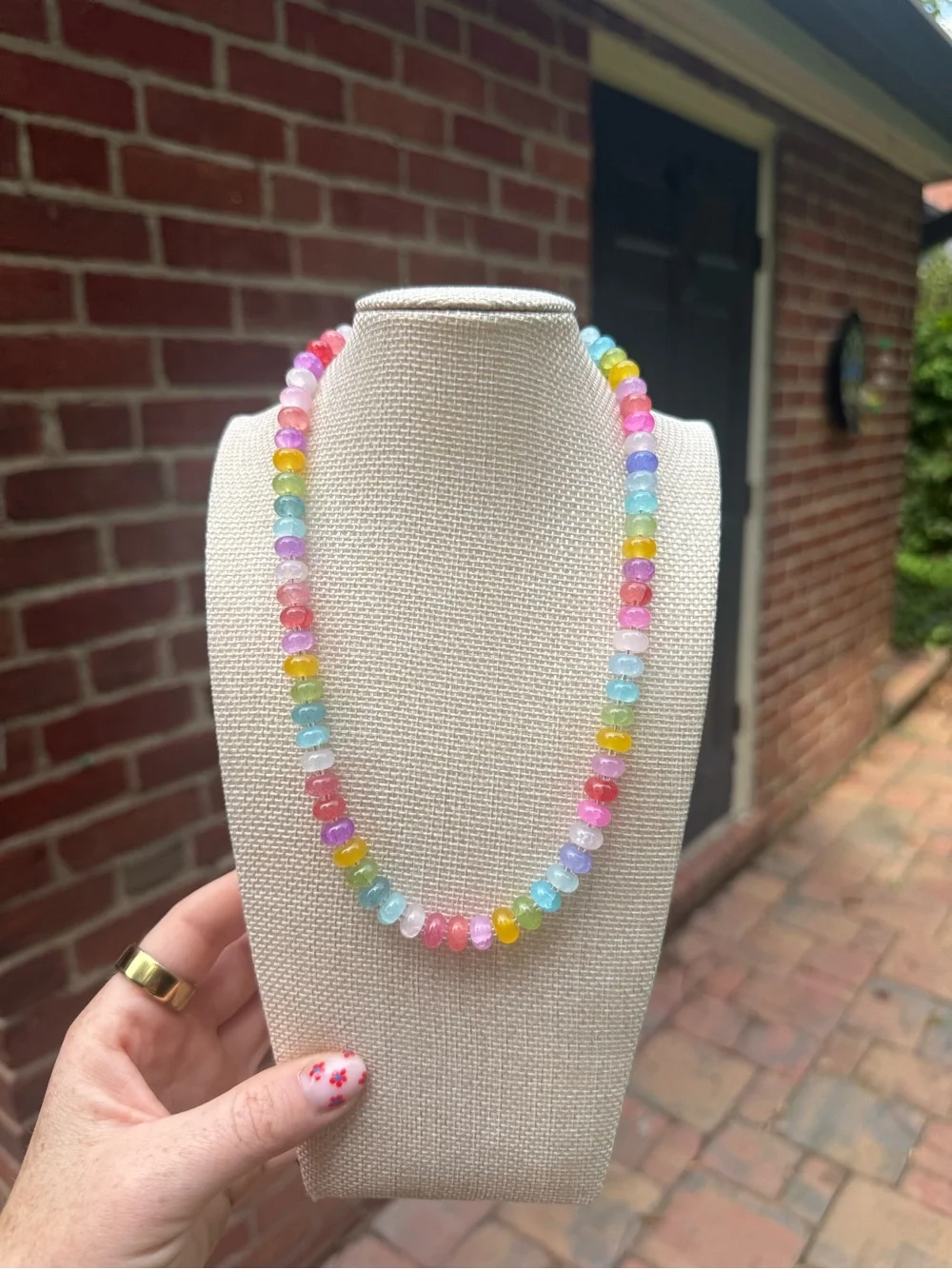 Handmade Multicolor Beaded Necklace - Pastel Candy Colors